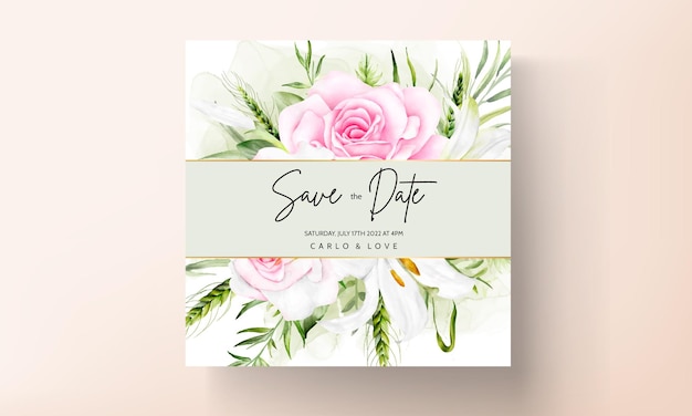 beautiful watercolor floral wreath wedding invitation card template