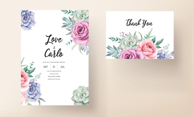 beautiful watercolor floral wreath wedding  invitation card