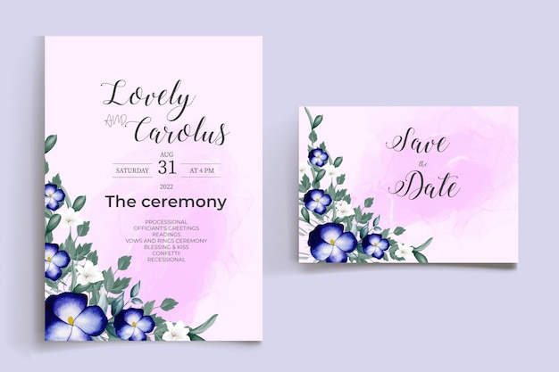 Beautiful watercolor floral wreath wedding invitation card