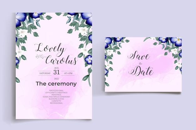 Beautiful watercolor floral wreath wedding invitation card