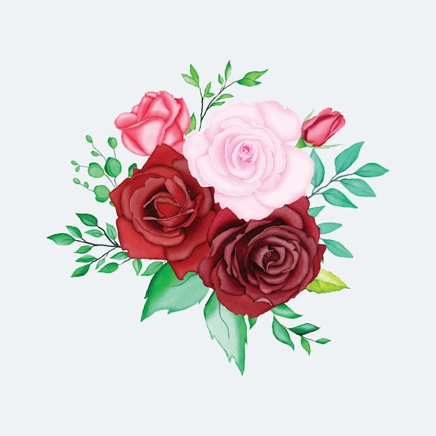 Beautiful watercolor flower elements