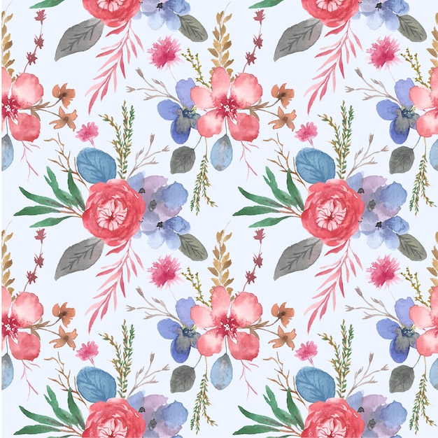 Beautiful watercolor flower garden seamless pattern