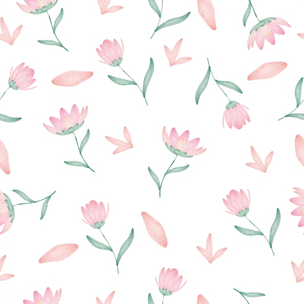 Beautiful watercolor flower seamless pattern