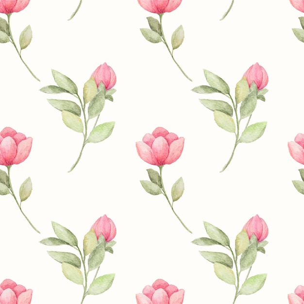 Beautiful watercolor flowers as seamless pattern.