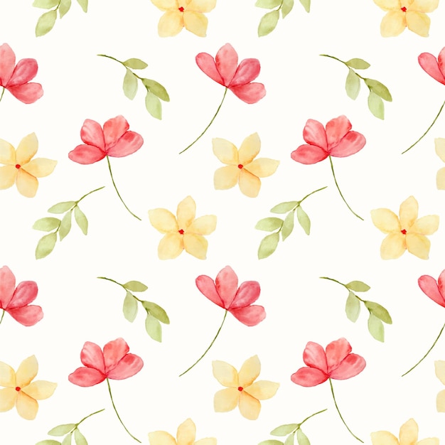 Beautiful watercolor flowers as seamless pattern.