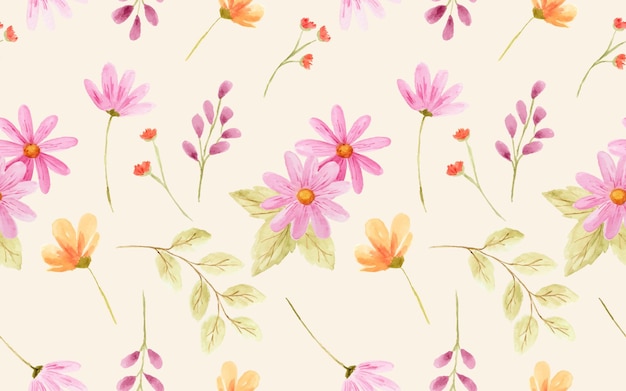 Beautiful watercolor flowers as seamless pattern