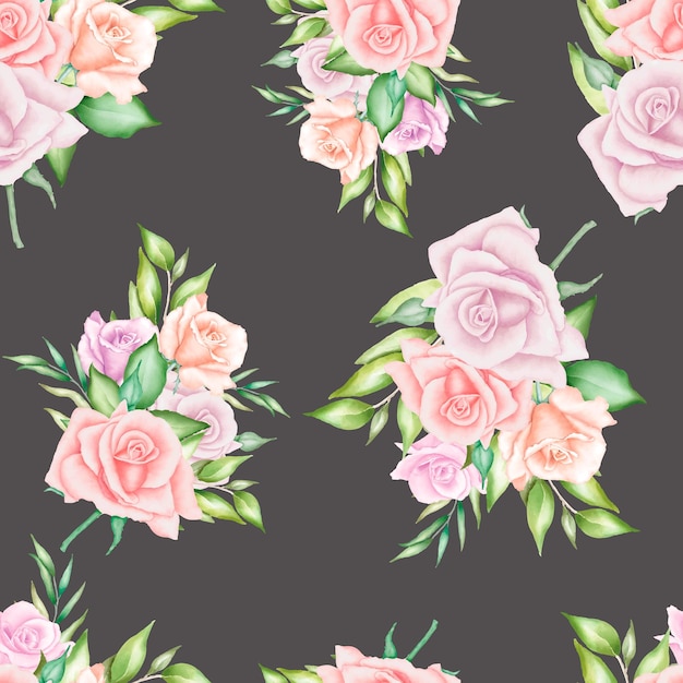 Beautiful watercolor flowers seamless pattern