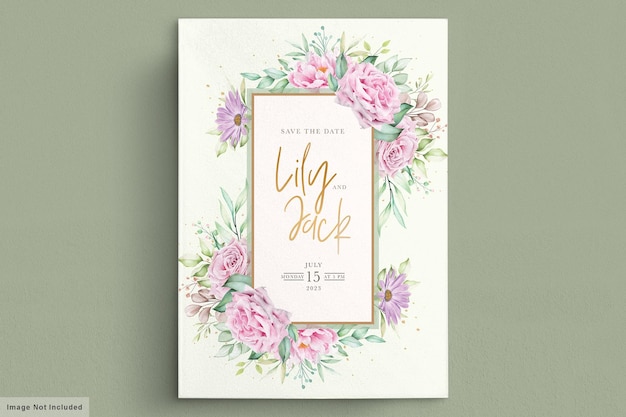 beautiful watercolor flowers wedding card