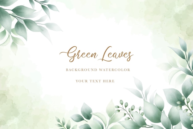 beautiful watercolor green leaves background