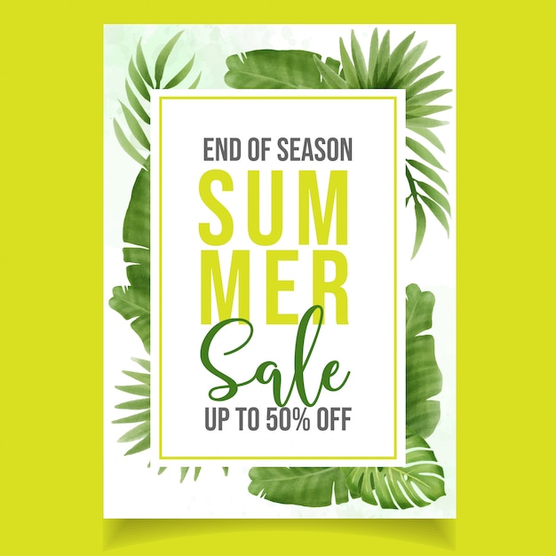 Beautiful watercolor green summer sale banner