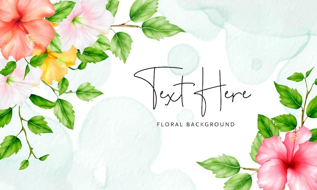 beautiful watercolor hibiscus flower floral background