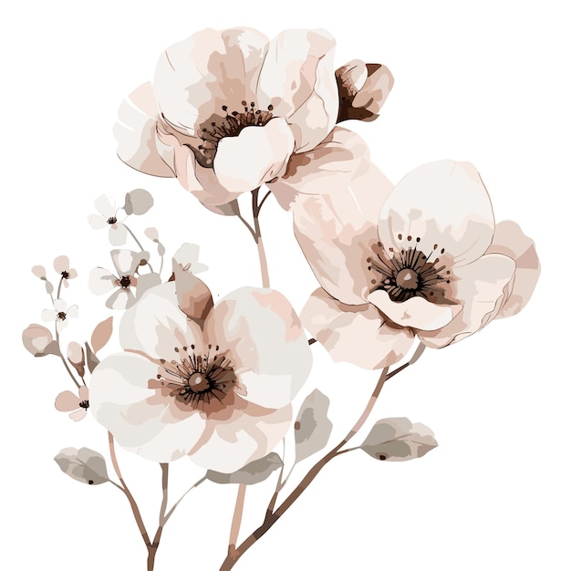 Beautiful Watercolor Neutral Floral