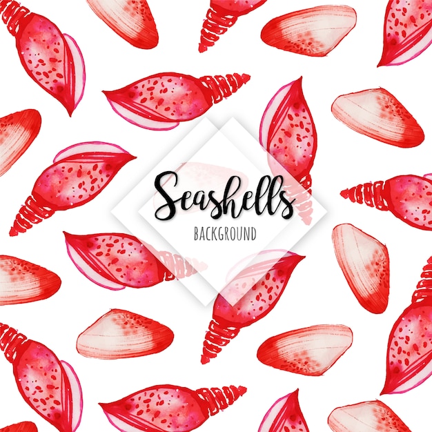 Beautiful Watercolor Seashells Background