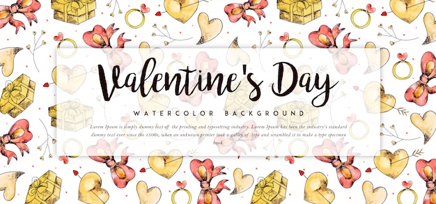 Beautiful Watercolor Valentine Banner 