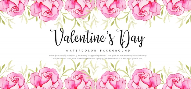 Beautiful Watercolor Valentine Banner 