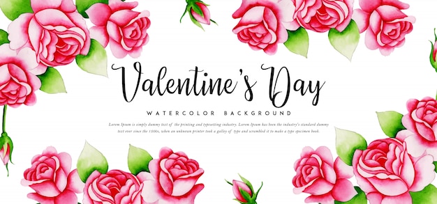 Beautiful Watercolor Valentine Banner 