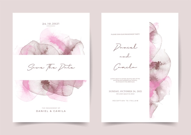 Beautiful watercolor wedding invitation card template