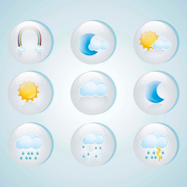 beautiful weather icons in glass circles