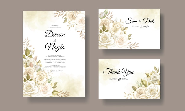 Beautiful wedding card template floral design