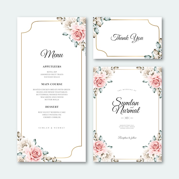 Beautiful wedding card with floral frame watercolor