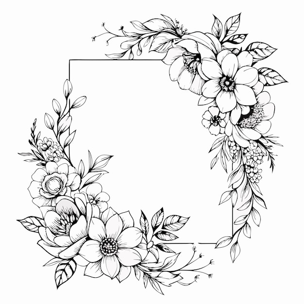 Vector beautiful wedding floral frame sketch vector illustration 11