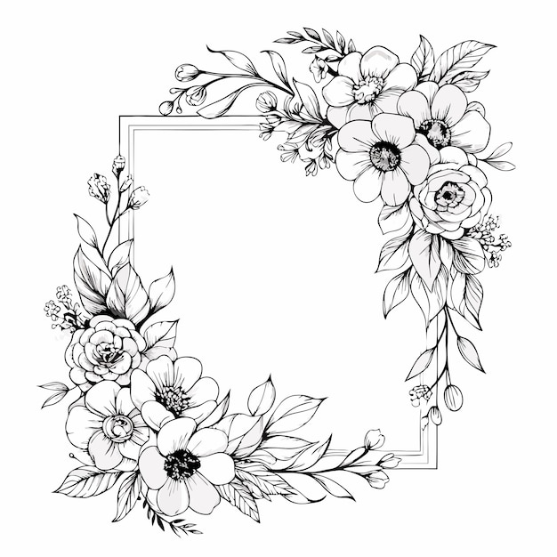 Vector beautiful wedding floral frame sketch vector illustration 12