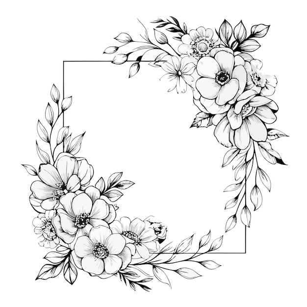 Vector beautiful wedding floral frame sketch vector illustration 17