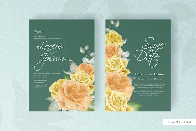 Beautiful wedding invitation Card Template with floral and leaves