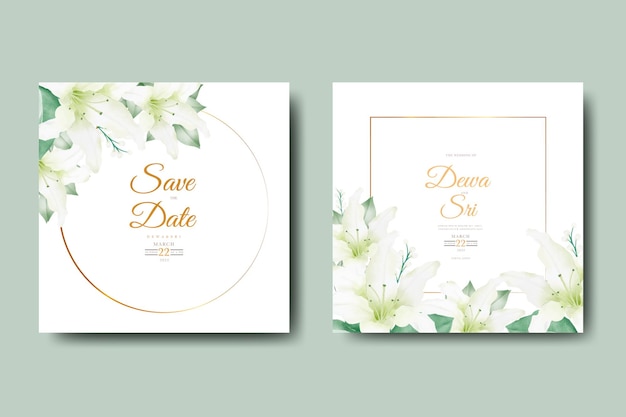 Beautiful wedding invitation card template with floral leaves