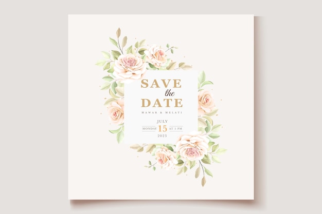 beautiful wedding invitation card with elegant floral set