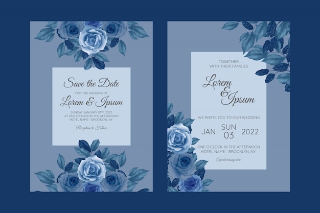 Beautiful wedding invitation card with floral frame