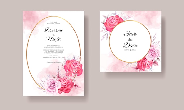 Beautiful wedding invitation card with rose decoration