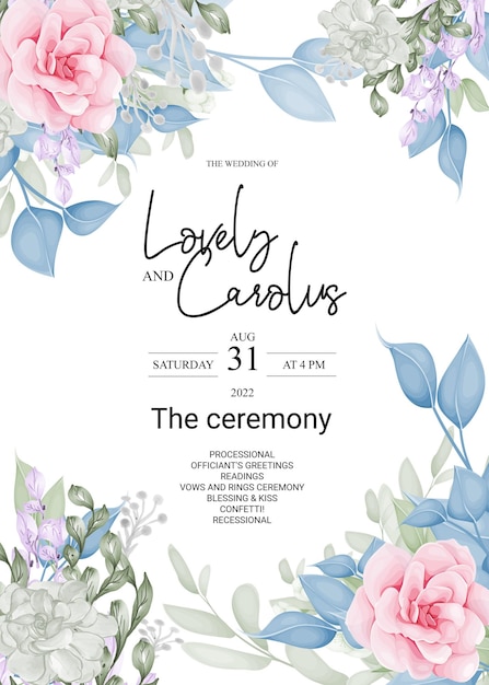 beautiful wedding invitation floral card design