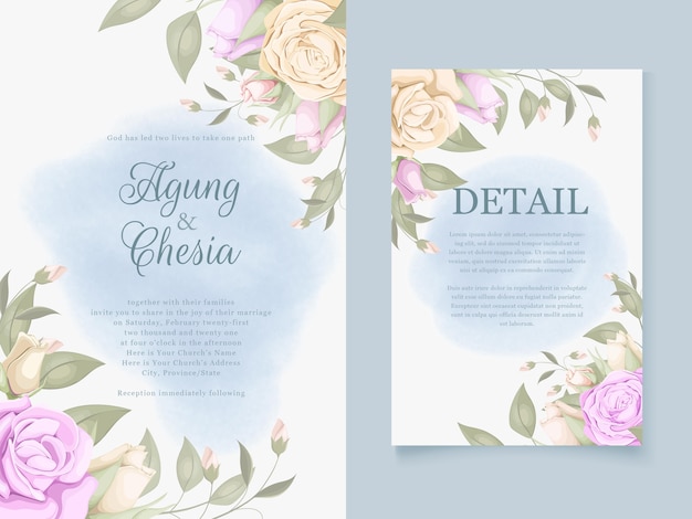 Beautiful wedding invitation  template with rose