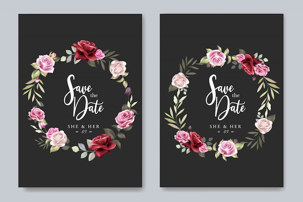 beautiful wedding invitation  with floral and leaves