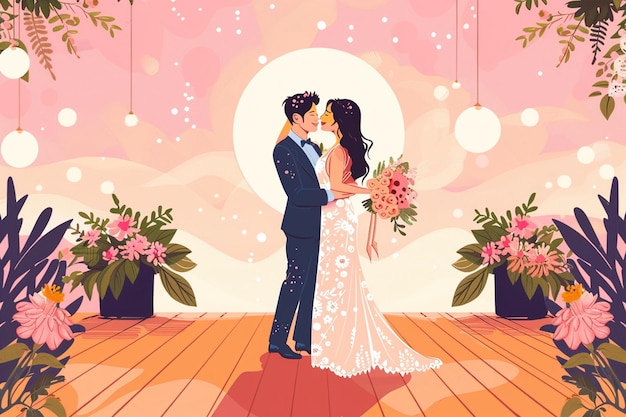 Beautiful Wedding Scene With Couple