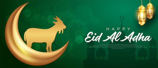 Beautiful wide banner Eid al adha bakrid festival celebration