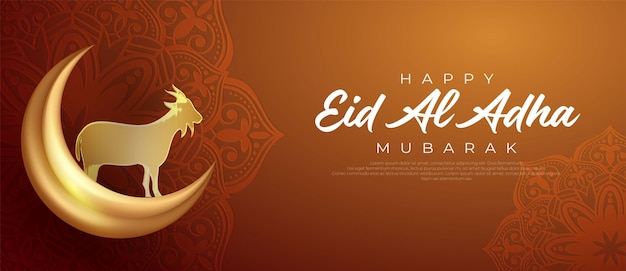 Vector beautiful wide banner for happy eid al adha mubarak celebration