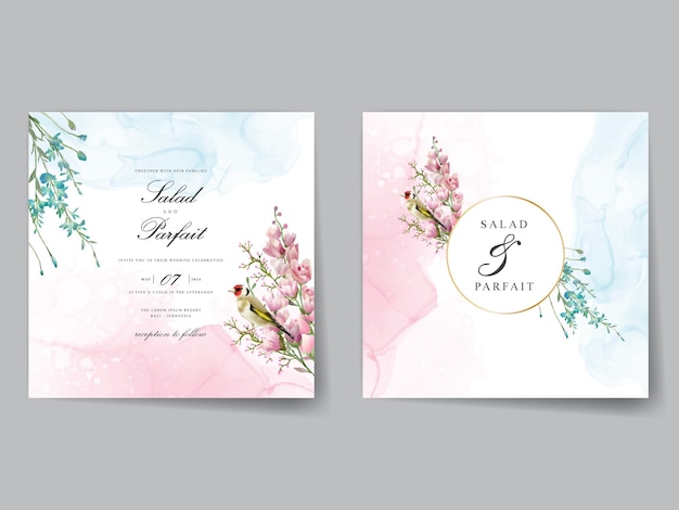 beautiful wild flowers wedding invitation card