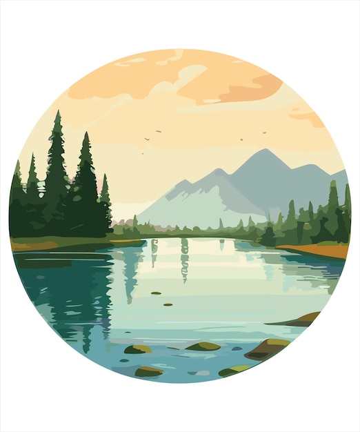 Beautiful wild nature landscape vector image creative design