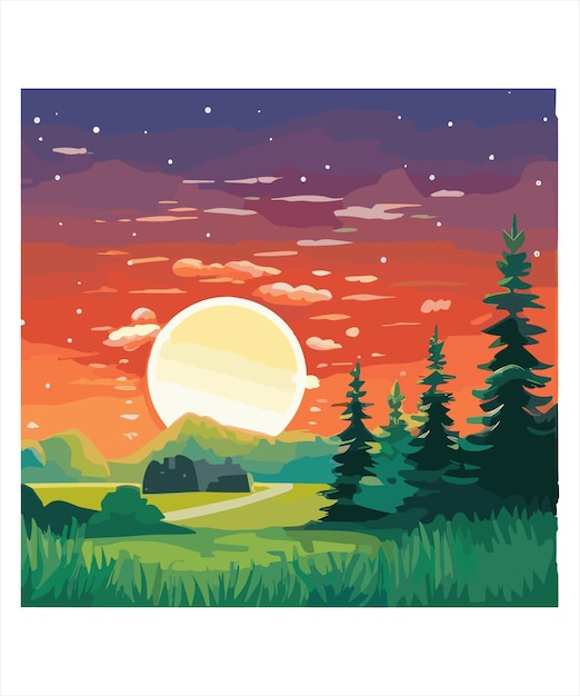 Beautiful wild nature landscape vector image free download