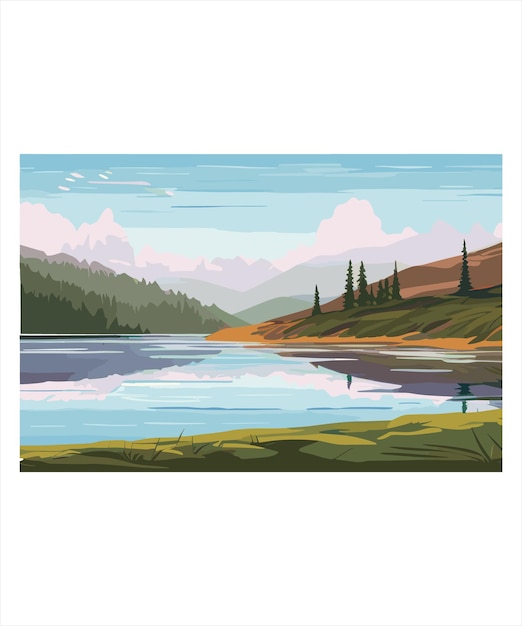 Beautiful wild nature landscape vector image free download