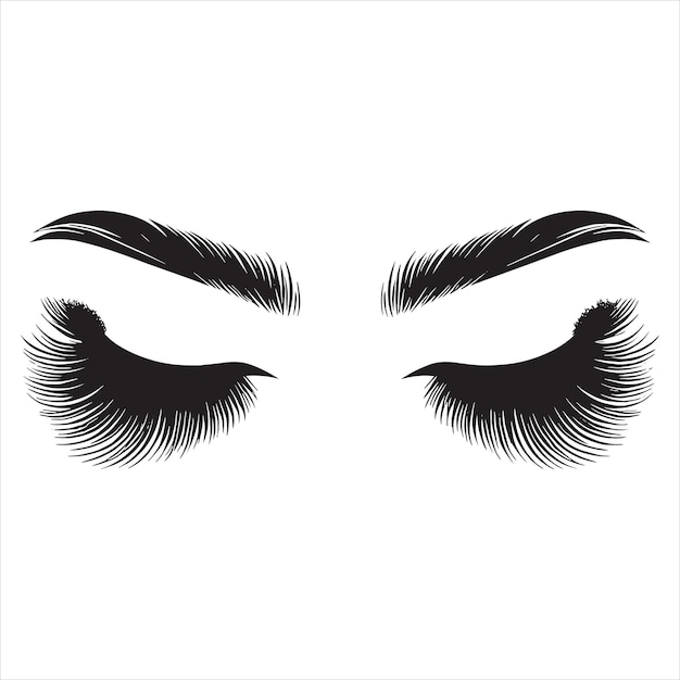 Beautiful woman eye icon Womens eyes Simple lines Sketch with long lashes and brow Lashes