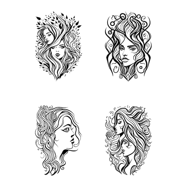 Beautiful woman face hand drawn vector illustration