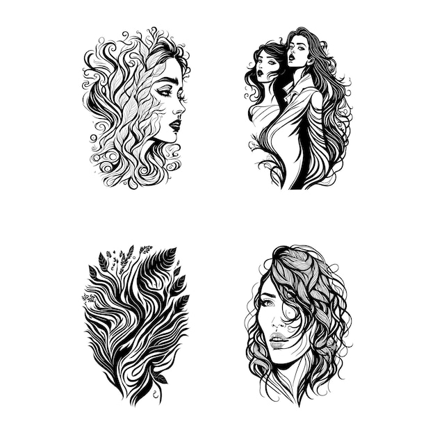 Beautiful woman face hand drawn vector illustration