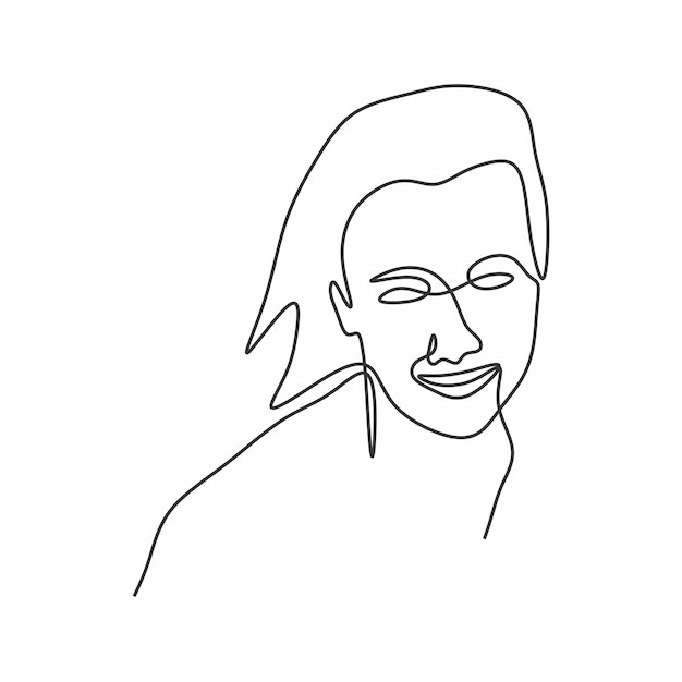 beautiful woman face sketch continous drawing single line art