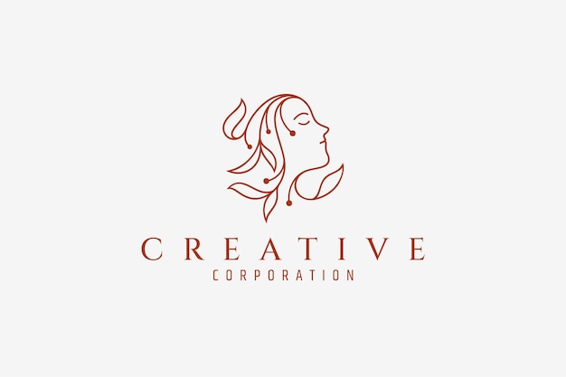 Beautiful woman logo with plant variations suitable for beauty cosmetic products salon and SPA