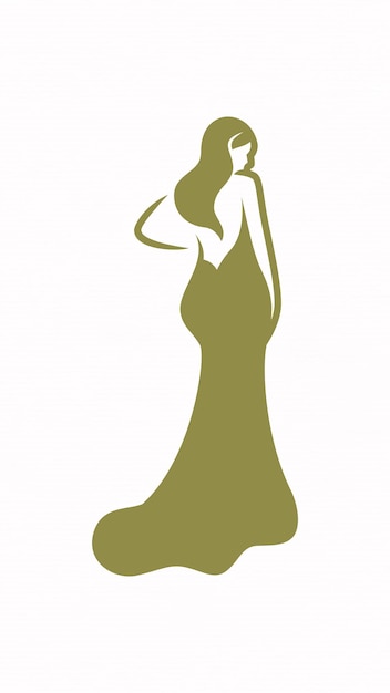 Beautiful woman silhouette illustration design in line art style