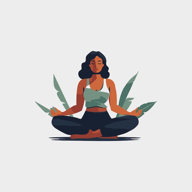 beautiful woman sitting meditating amidst nature