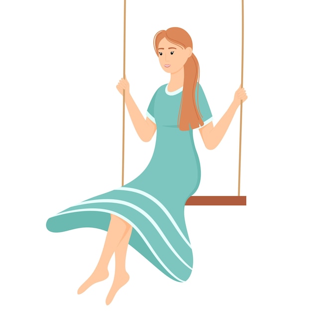 Beautiful woman sitting on swing vector illustration